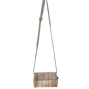 Vintage LEE SANDS Handbag Gray Leather Eel Skin Snap Crossbody Wallet Bag NEW